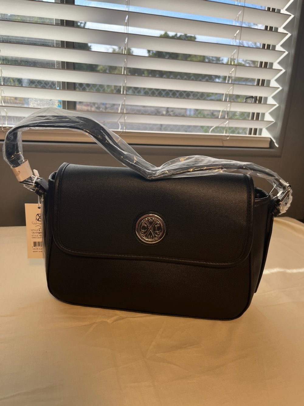 CXL Christian Lacroix - Classic Black Shoulder Bag with Medallion Emblem - NWT